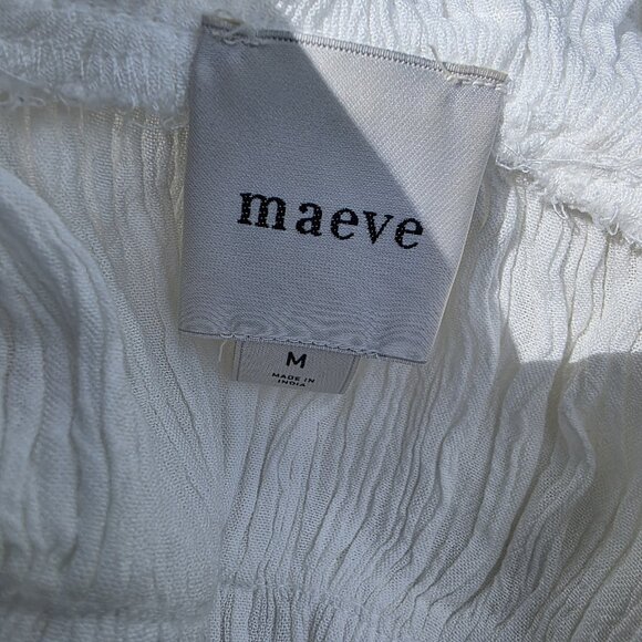 Maeve Size M White Short-Sleeve Ruffle Yoke Blouse Shirt Top Sz M - Picture 5 of 6